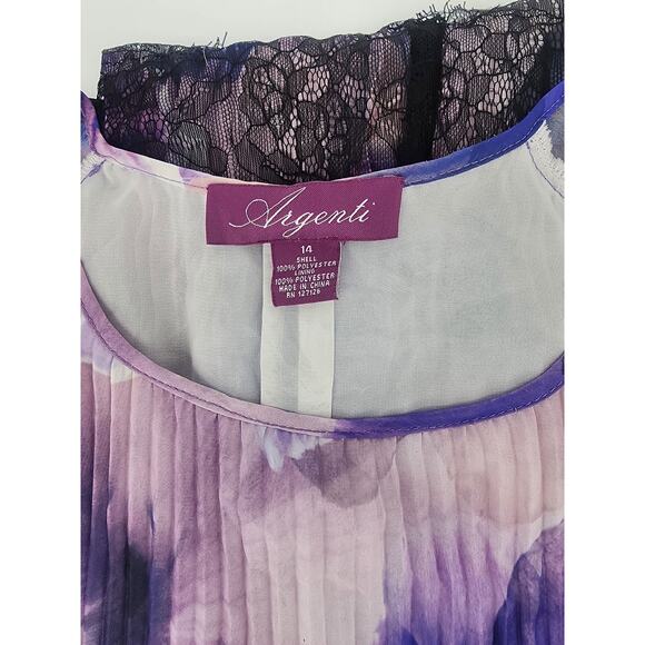 Argenti Floral Pastel Watercolor Pleated Shift Dress Women's Size 14 - Picture 6 of 10